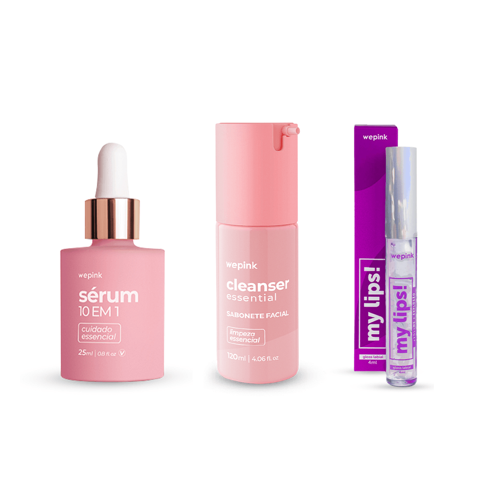 Kit Cleanser + Sérum e Gloss Labial  - We Pink