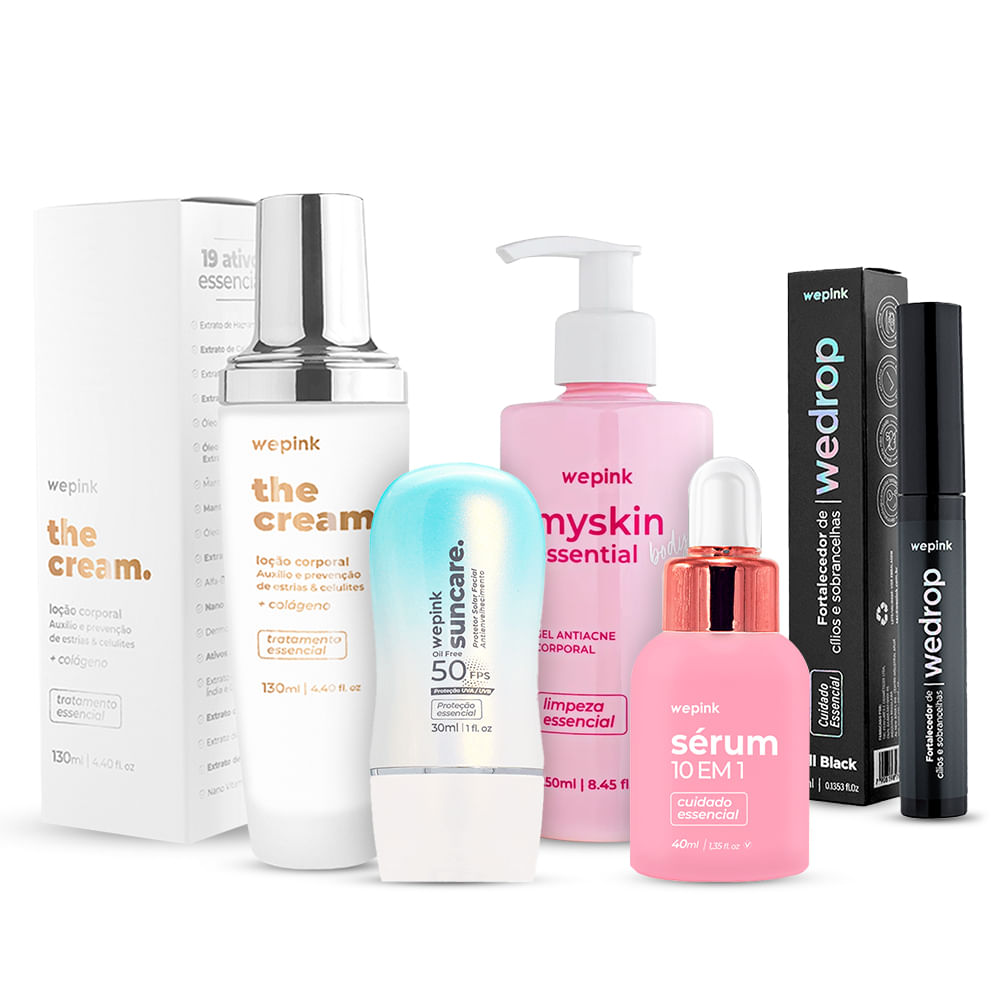 Kit Protetor Solar + Myskin Body + The Cream + Sérum 10 em 1 + Wedrop Black - Wepink