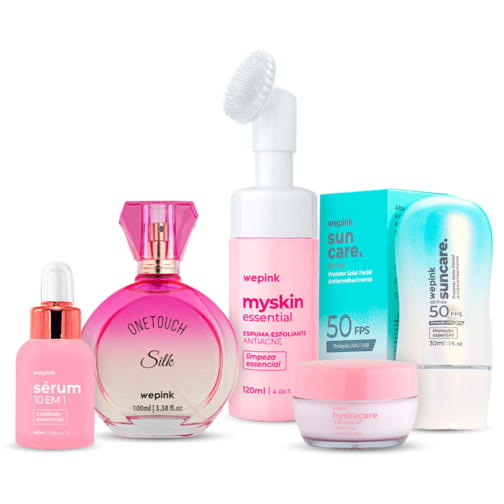 Kit One Touch Silk + Protetor Solar + Myskin Essential + Hydracare + Sérum 10 em 1 - Wepink