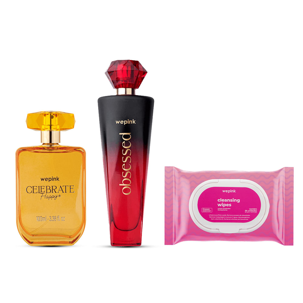 Kit Celebrate Happy + Obsessed + Cleansing Wipes - Wepink