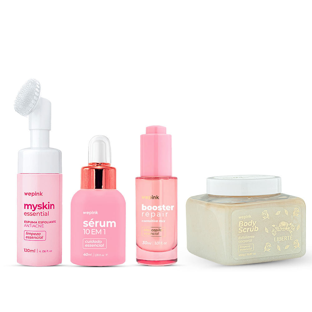 Kit Sérum 10 em 1 + Booster + Myskin + Scrub Liberté  - Wepink