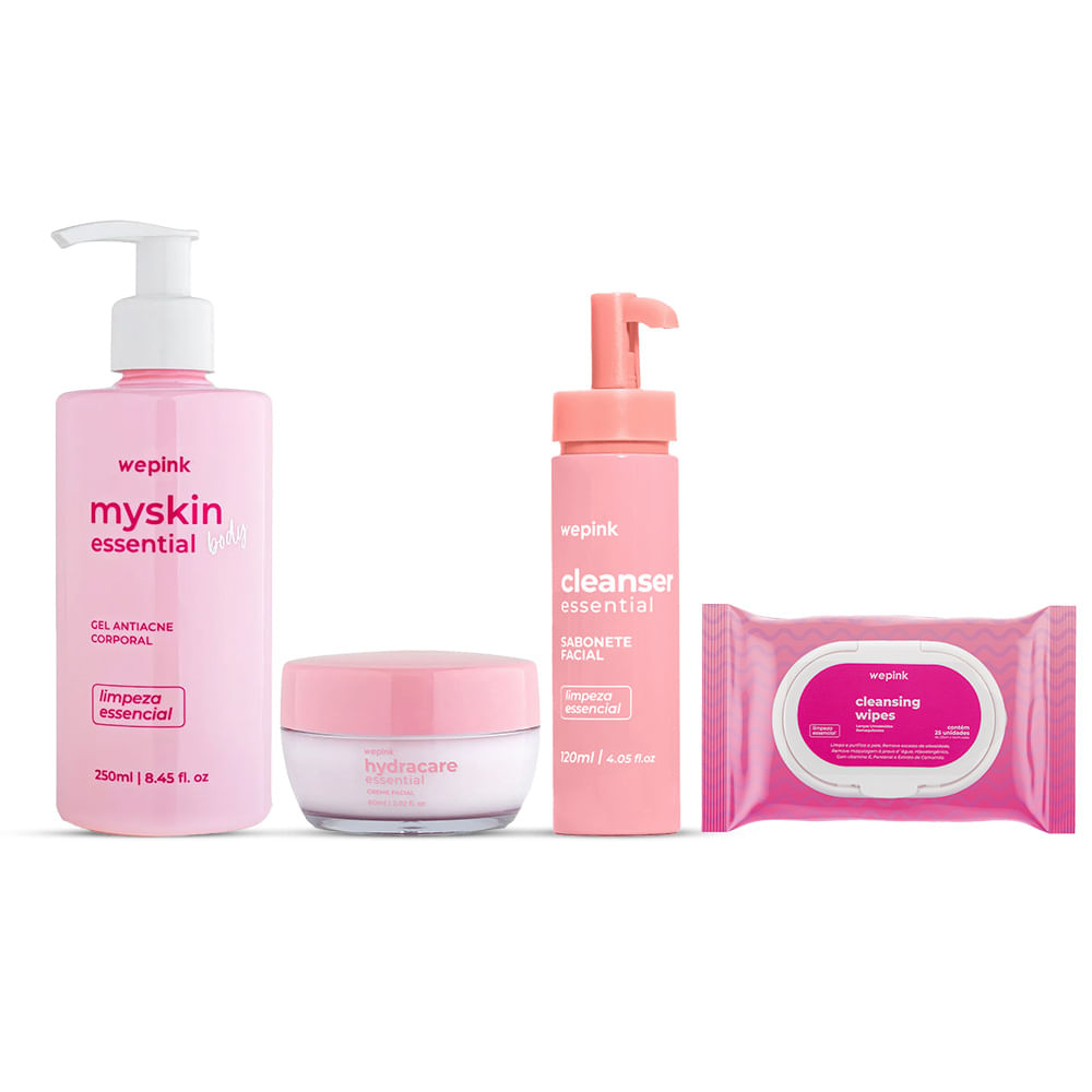 Kit Myskin Body + Hydracre + Cleanser + Lenço - Wepink