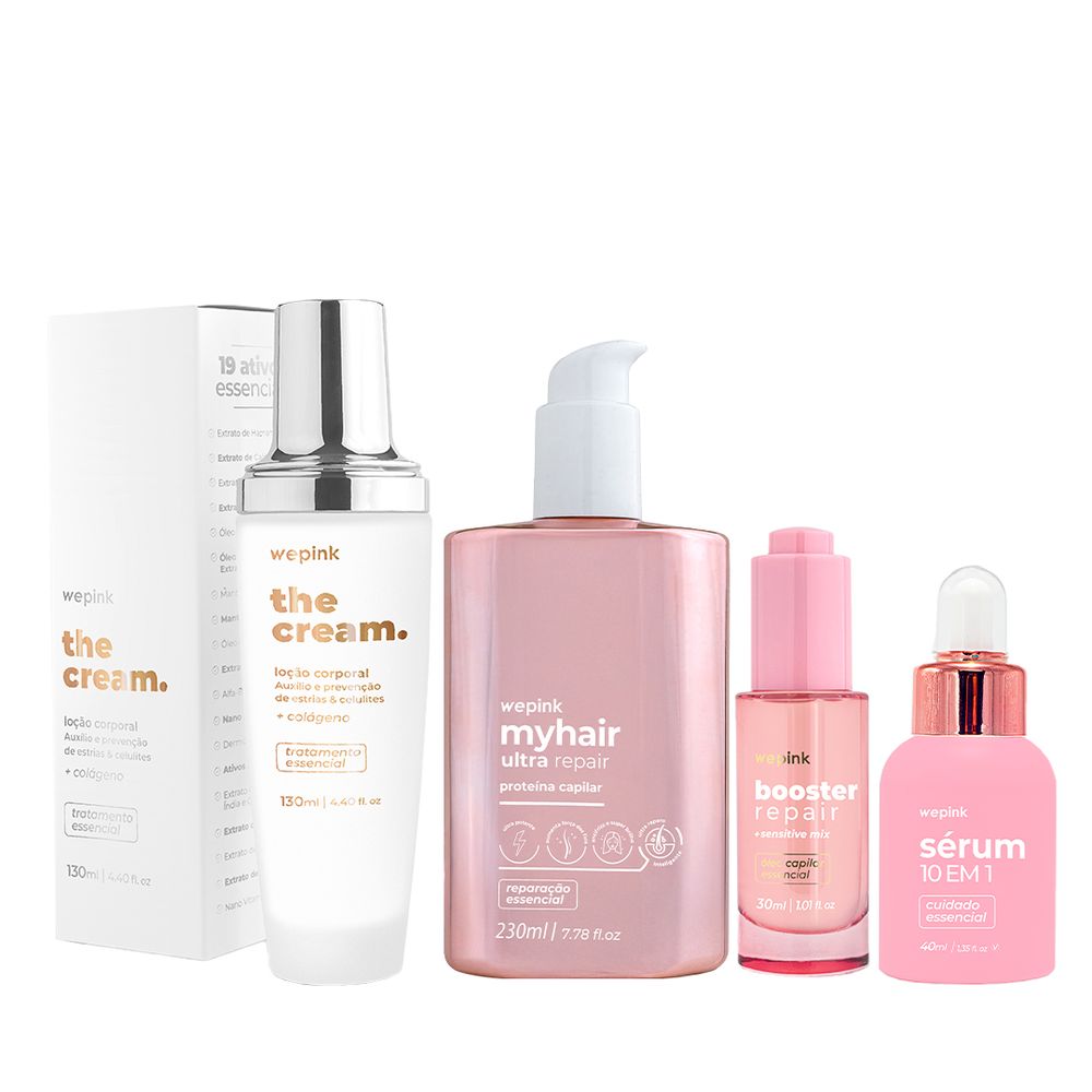 Kit Booster + Proteína Capilar + Sérum 10 em 1 + The Cream Tradicional - Wepink