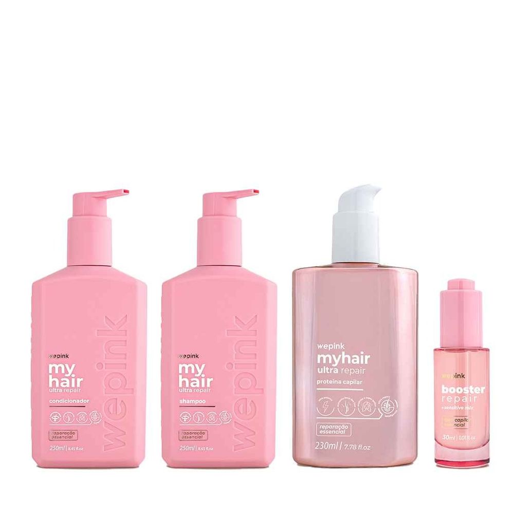 Kit Shampoo + Condicionador + Booster + Proteína Capilar - Wepink