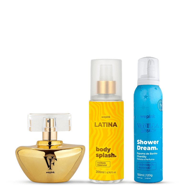 Kit VF Golden + Body Splash Latina + Espuma de Banho Vanilla Dream - Wepink